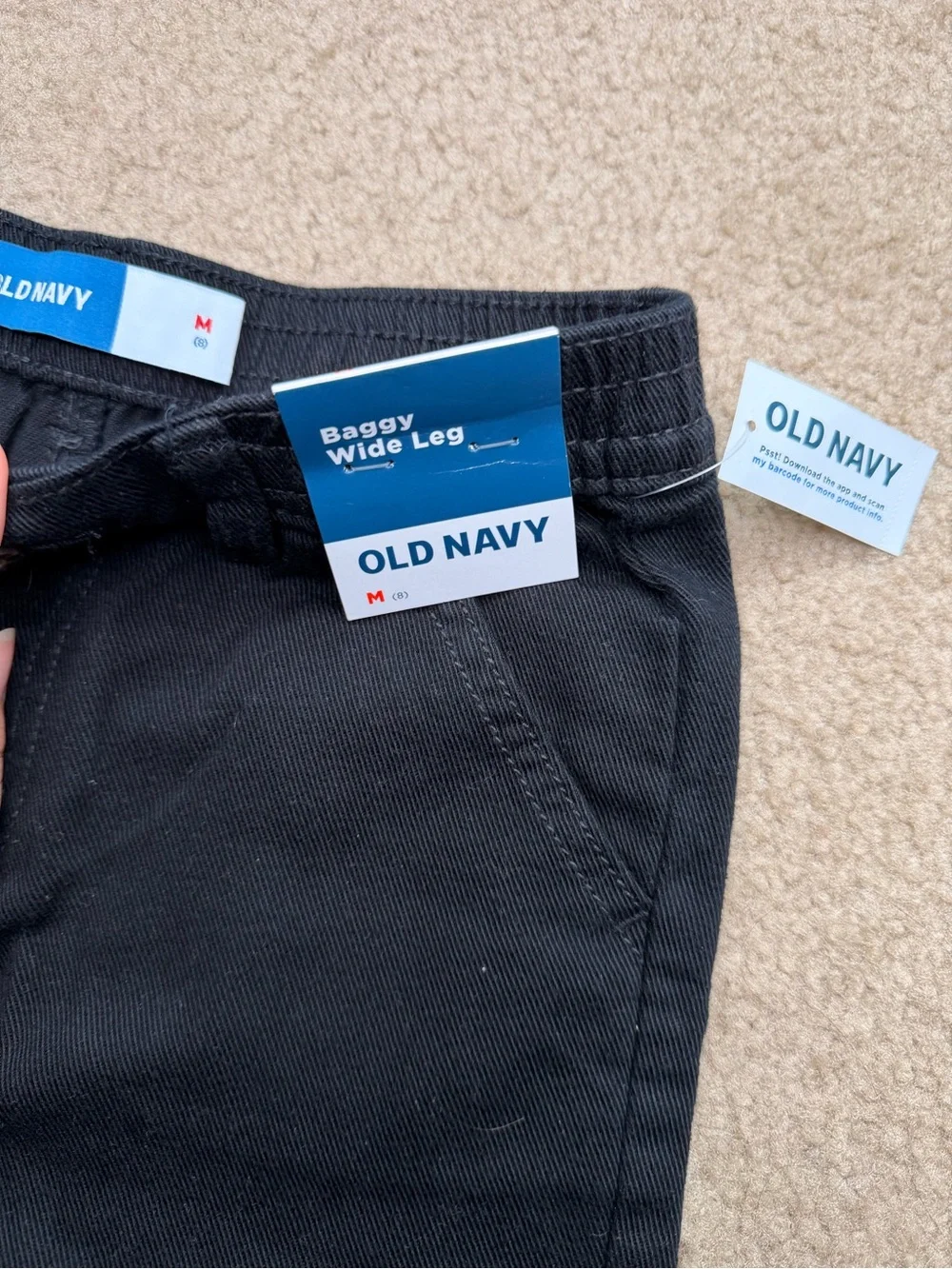 Old Navy Girls' Black 100% Cotton Baggy Wide Leg Pants Medium